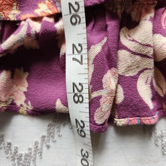 Free People Purple Floral Mini Dress | Long Sleeve Tie Front Boho‎ | Size 4 - Picture 8 of 8